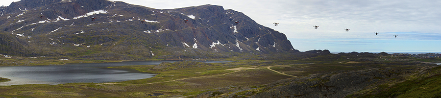 Quadcopter mapping arctic vegetation, Sisimiut, Greenland 2015 (photo-copyright: Normand-Treier)
