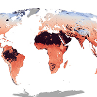 26. Global map of mean annual topsoil temperature (detail from Fig. 4a)
